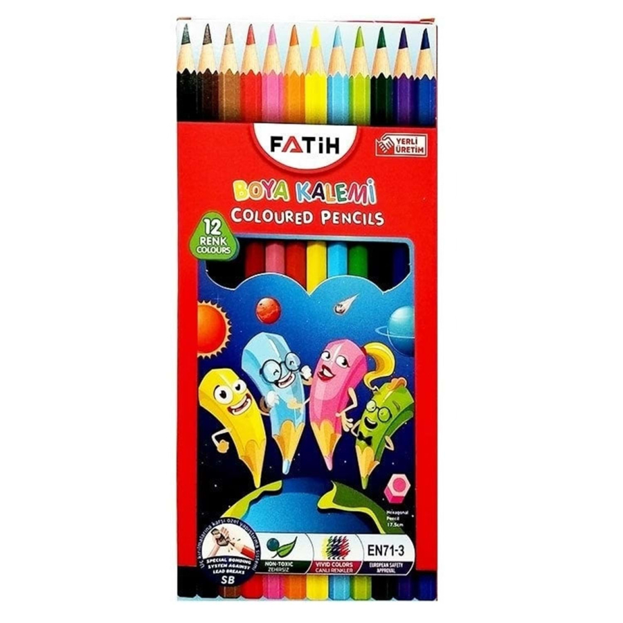  FATİH KURUBOYA KALEMİ 12 RENK TAM BOY